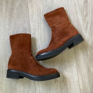 BARNEYS NEW YORK Brown Suede Boots Size EU 37 US 6.5 NWOT